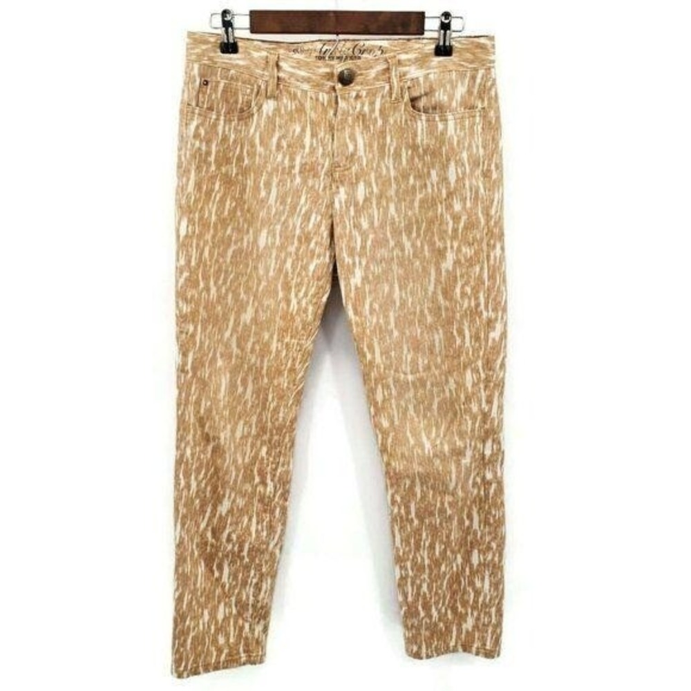 Tommy‎ Hilfiger Womens 8 Beige Animal Print Skinny Ankle Crop Jeans